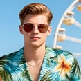 thumbnail image 3 of KANASTAL Sunglasses for Women and Men, Polarized UV Protection, Trendy Metal Frame Hexagon Sunglasses Brown Lens Gold Frame, 3 of 8