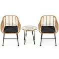 thumbnail image 2 of Gymax 3PCS Rattan Patio Bistro Set Conversation Furniture Set w/ Black Cushions, 2 of 9