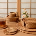 thumbnail image 3 of 6pcs Rustic Rattan Round Coaster Placemat Trivet Hot Dish Mat Plate Charger Dinner Table Woven Bowl Casserole Mat, 3 of 6