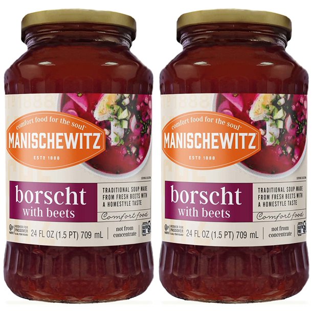 Manischewitz Borscht with Beets 24 Oz (Pack of 2) Tasty & Refreshing