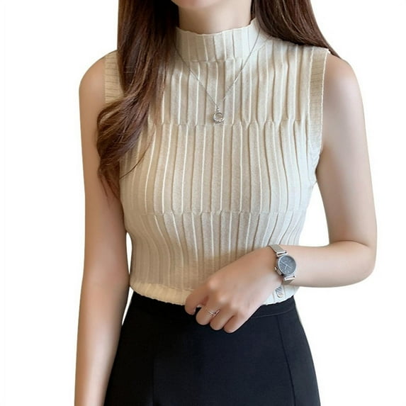 Women's Solid Half Turtleneck Fashion Slim Knitted T-Shirt