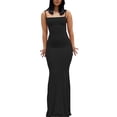 thumbnail image 1 of Vestido Largo ajustado Qarigey Ropa de fiesta Cami Correas Sin mangas Piel multicolor Negro/XXL, 1 of 6