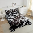 thumbnail image 3 of Western Brown Cowhide Comforter Set,Aztec Black White Cow Print Bedding Set Full Rustic Farm Animal Down Comforter Men Women,Cowboy Cowhide Quilt Duvet Set Bedroom Decor 3 Pcs, 3 of 5