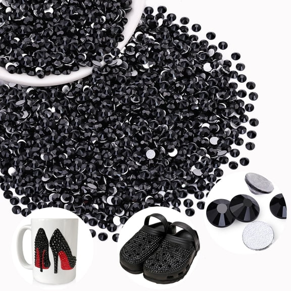 5000PCS SS6/2mm Glass Crystal Rhinestones (Jet Black), Bedazzling Flatback Rhinestones for Crafting DIY Crafts Nail Art Makeup Decoration, Gems Diamond Charms for Tumbler Shoes Clothing Mug