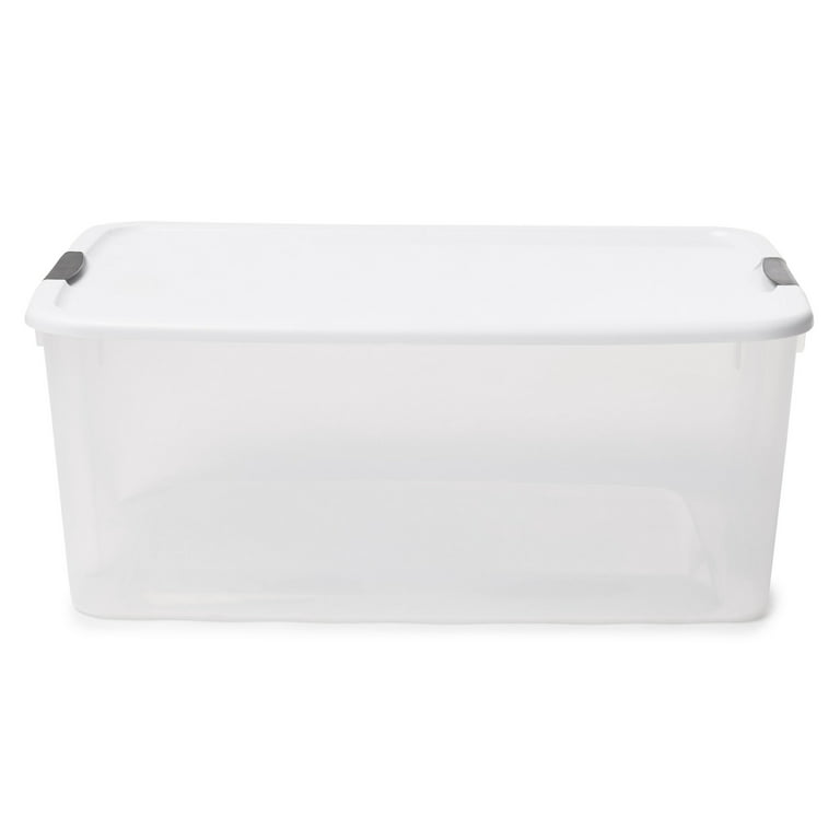 Sterilite 116 Qt Ultra Latch Box, Stackable Storage Bin With Lid, Plastic  Container With Heavy Duty Latches To Organize, Clear And White Lid, 4-pack  : Target