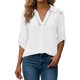 thumbnail image 2 of Camisetas de Cuello en V de Manga Larga para Mujeres Blusas Casuales Vestidas con Cuello de Encaje Hueco, 2 of 9