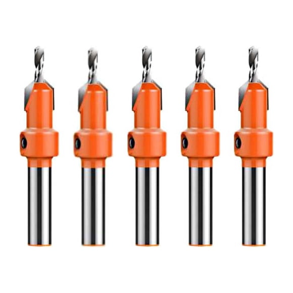 5-piece woodworking countersink drill bit set 8mm round shank alloy drill bit suitable for woodworking milling cutters drilling 2.8-4mm screw holes