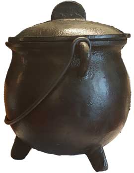 Party Games Accessories Halloween Sance Cauldrons Plain Cast Iron Three Legged with Handle and Lid Large 8"