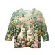 thumbnail image 4 of Blusas y camisas de manga larga con cuello redondo para niños con estampado de día de Pascua, manga 3/4/cuello redondo tres cuartos, camisa inferior y superior para niños, parte superior de poliéster, 4 of 5