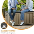 thumbnail image 3 of Uforic 180 Gallon Waterproof Resin Deck Box, Large Outdoor Storage Bin with Divider for Tools, Toys, Cushions, Light Brown, 3 of 5