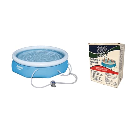 Bestway 10ft x 30in Above Ground Pool with Pump & Qualco Chemical Cleaning (Best Way To Clean Iron Stove Grates)