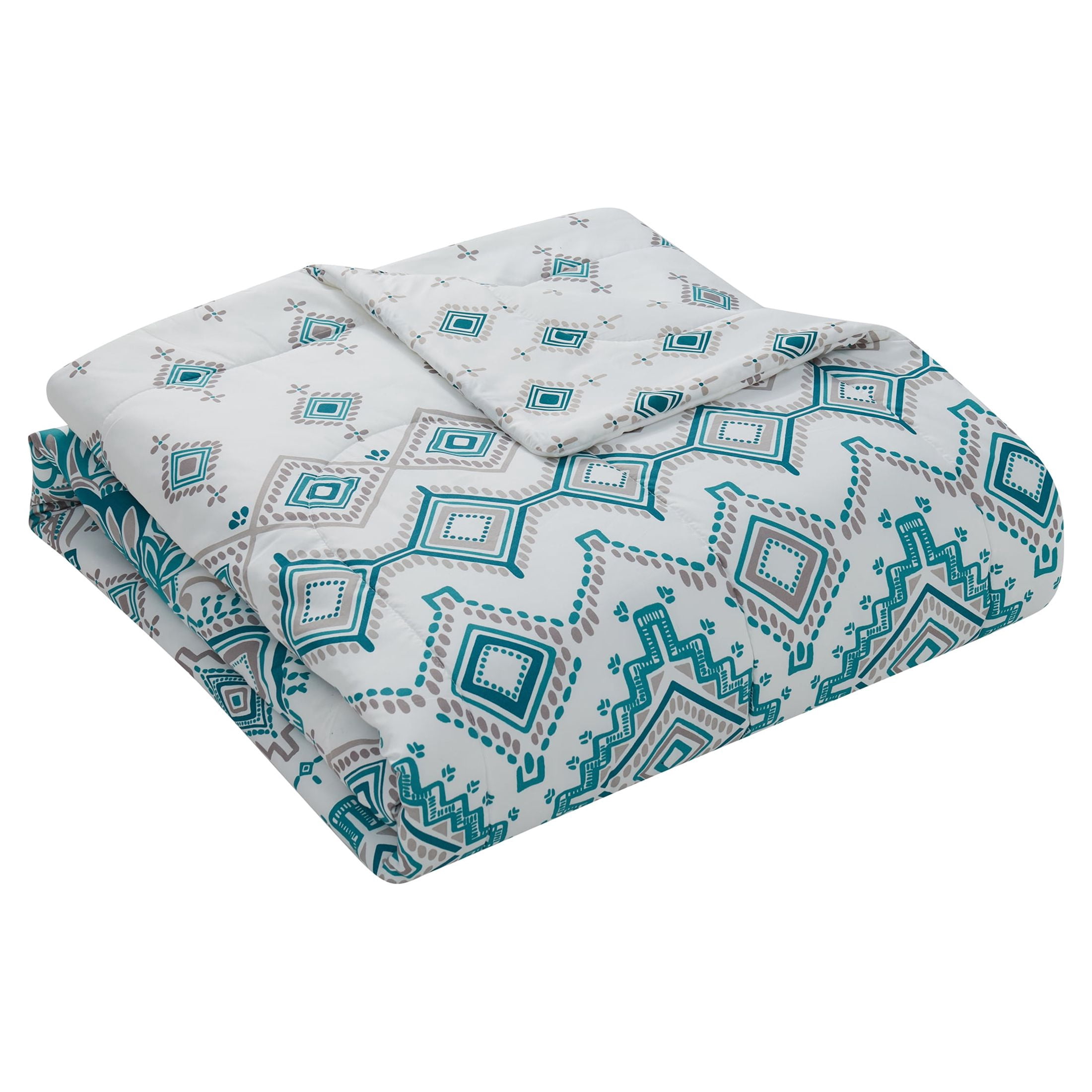 VCNY Home Evergreen 7-Piece Teal Damask Reversible Comforter Set, King, Adult, Unisex