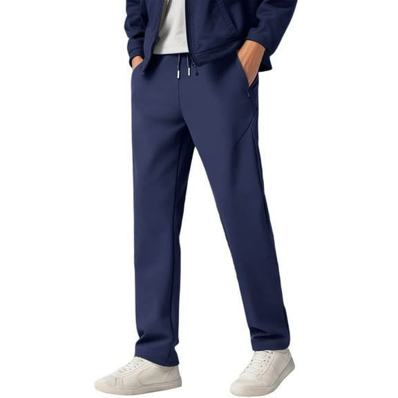 Hifoo Men Winter Casual Sweatpants With Thick Warm Thermal Insulation For Cold Weather Outdoor Athletic Jogging Comfort Trousers Holiday Solid Color Slacks