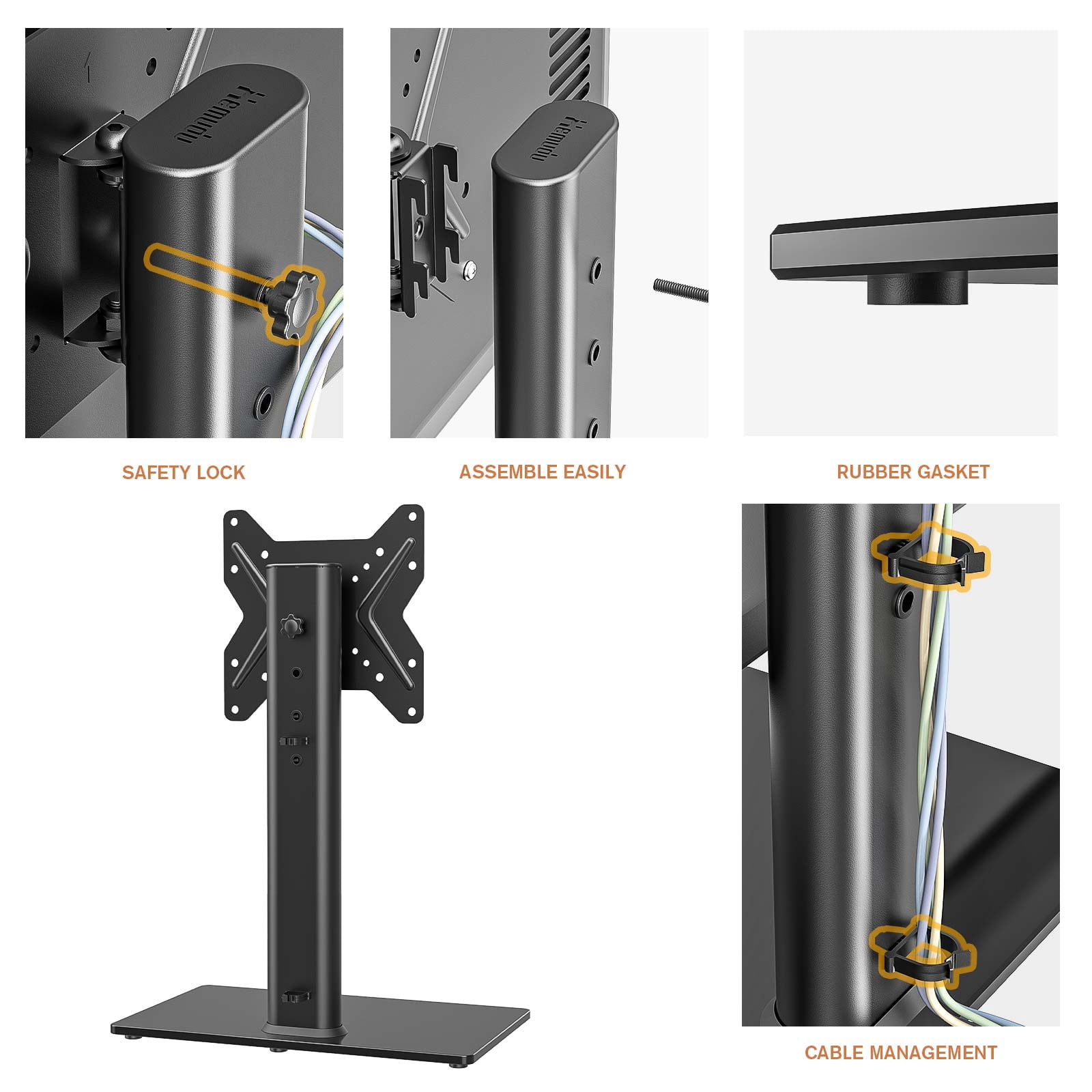 Hemudu HT02B-001W Cable Management Universal Swivel TV Stand Mount with 4 Level Height Adjustable
