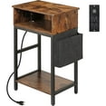 thumbnail image 7 of Oumilen Western Home End Table with Storage Bag, Drawer and Build-In Fast Charging Station with USB Ports Nightstand, Rustic Brown Wood, 7 of 7