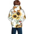 thumbnail image 6 of Kll Unisex Kids Boys Girls Hooded Pocket Pullover Hoodies-Sunflowers Leaves And Birds, 6 of 9