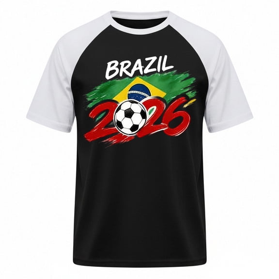 BUWTTED Mens Shirts Short Sleeve Graphic Print Tees Casual Sports Fan Wear 2026 World Football Competition Black Shirt L