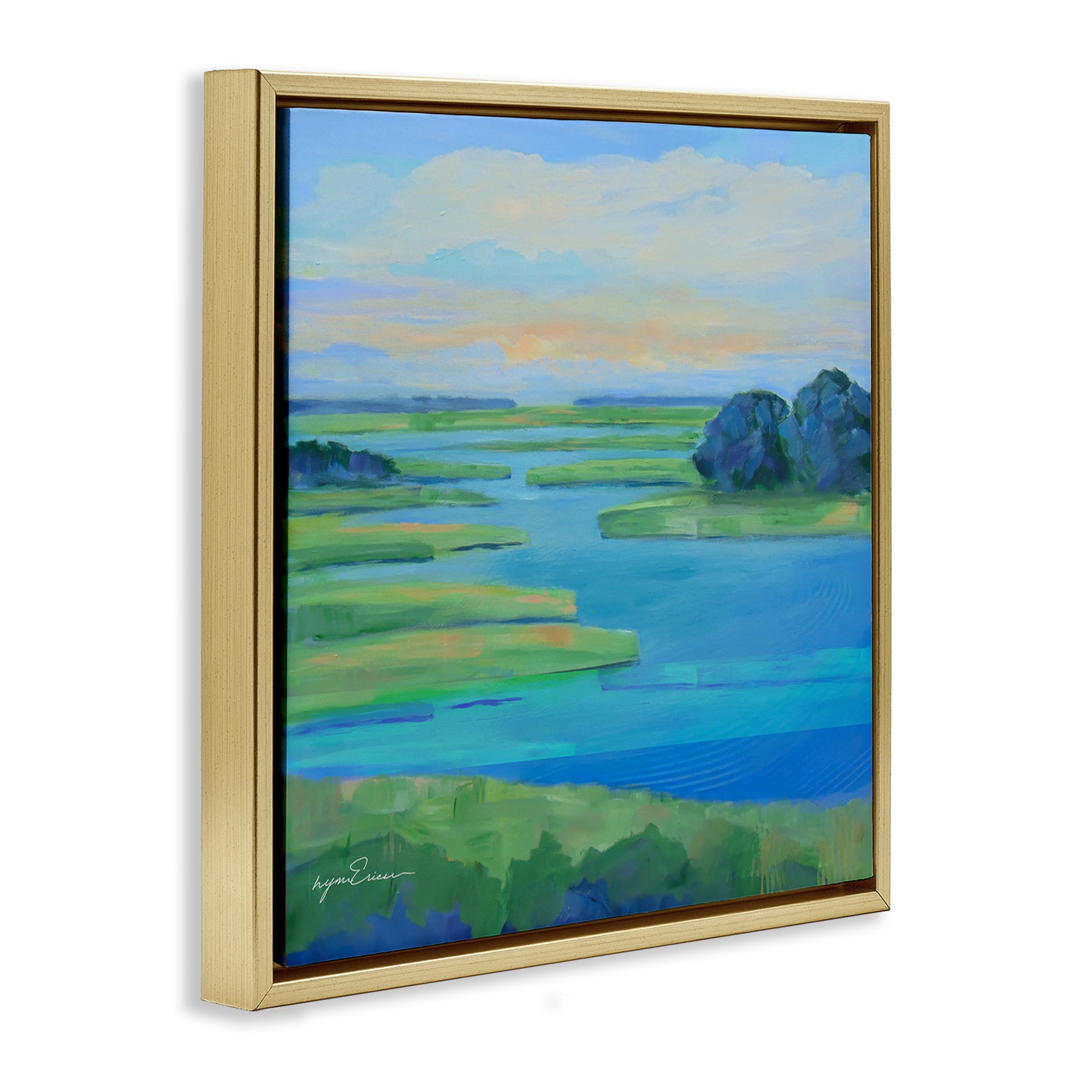 Stupell Industries Scenic Scarborough Marshes Gold Framed Floater Canvas Wall Art, design by Lynn Ericson Fine Art