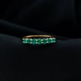 thumbnail image 3 of Rosec Jewels 3/4 CT Round Green Emerald Seven Stone Gold Ring for Women - May Birthstone, 18K Yellow Gold, US 7.00, 3 of 7