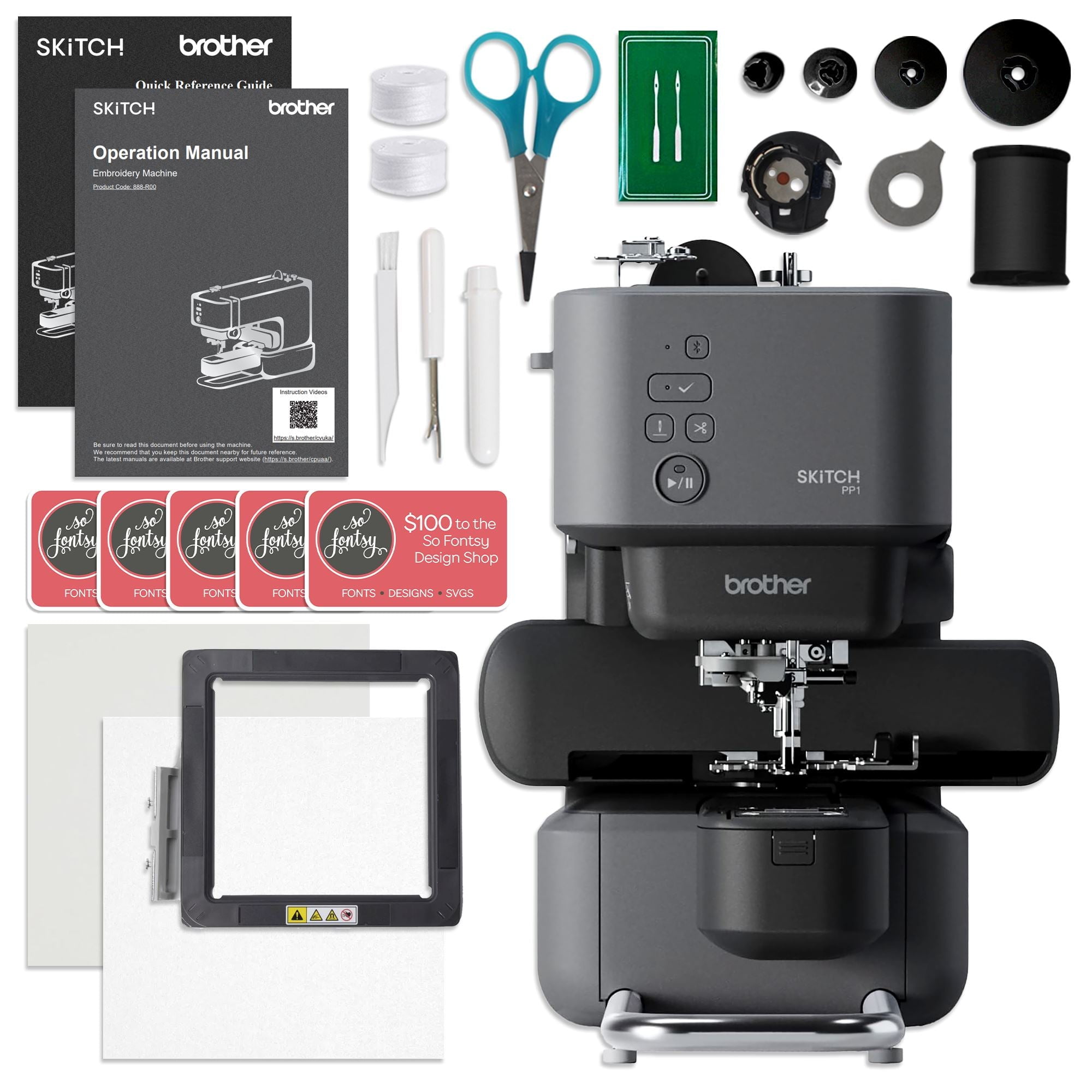 Brother Skitch PP1 4" x 4" Embroidery Machine with 250+ Accessories