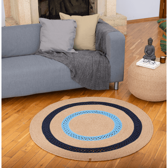 Dekorist Rustic Lodge Natural Beige Area Rugs, 120 cm, Anti Slip