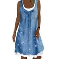 thumbnail image 1 of LUXUR Robe Débardeur pour Femmes Sans Manches, Coupe Droite, Robe d'Été, Encolure Dégagée, Tunique, Robe Midi, Imprimé Papillon, Couleur Unie, Bleu Pâle, Papillon, m, 1 of 2