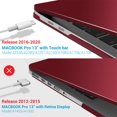 thumbnail image 4 of IBENZER Compatible with 2025 2024 MacBook Pro 13 Inch Case M2 M1 A2338 A2289 A2251 A2159 A1989 A1706 A1708 (2025-2021), HardShell Case & Keyboard Cover & Screen Film, Wine Red, WR, 4 of 5