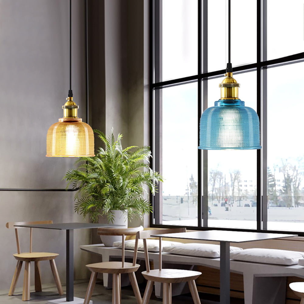 Modern Vintage Industrial Retro Loft Glass Ceiling Wall Lamp Shade Pendant Light 