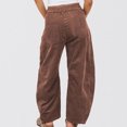 thumbnail image 5 of UYISJ Women's Corduroy Pants Mid Rise Elastic Waist Pants Casual Wide Leg Baggy Trousers Loose Fit Solid Pants with Pockets Coffee XL, 5 of 8