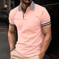 thumbnail image 1 of Playera Elvqul para Hombre Playa Manga Corta Rosa a Rayas Botones Polo Solapa, 1 of 6