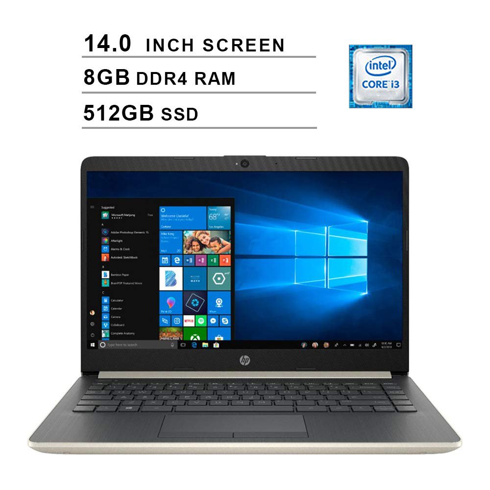 2019 HP Premium 14 Inch Laptop (Intel Core i37100U, Dual Cores, 8GB DDR4 RAM, 512GB SSD, WiFi
