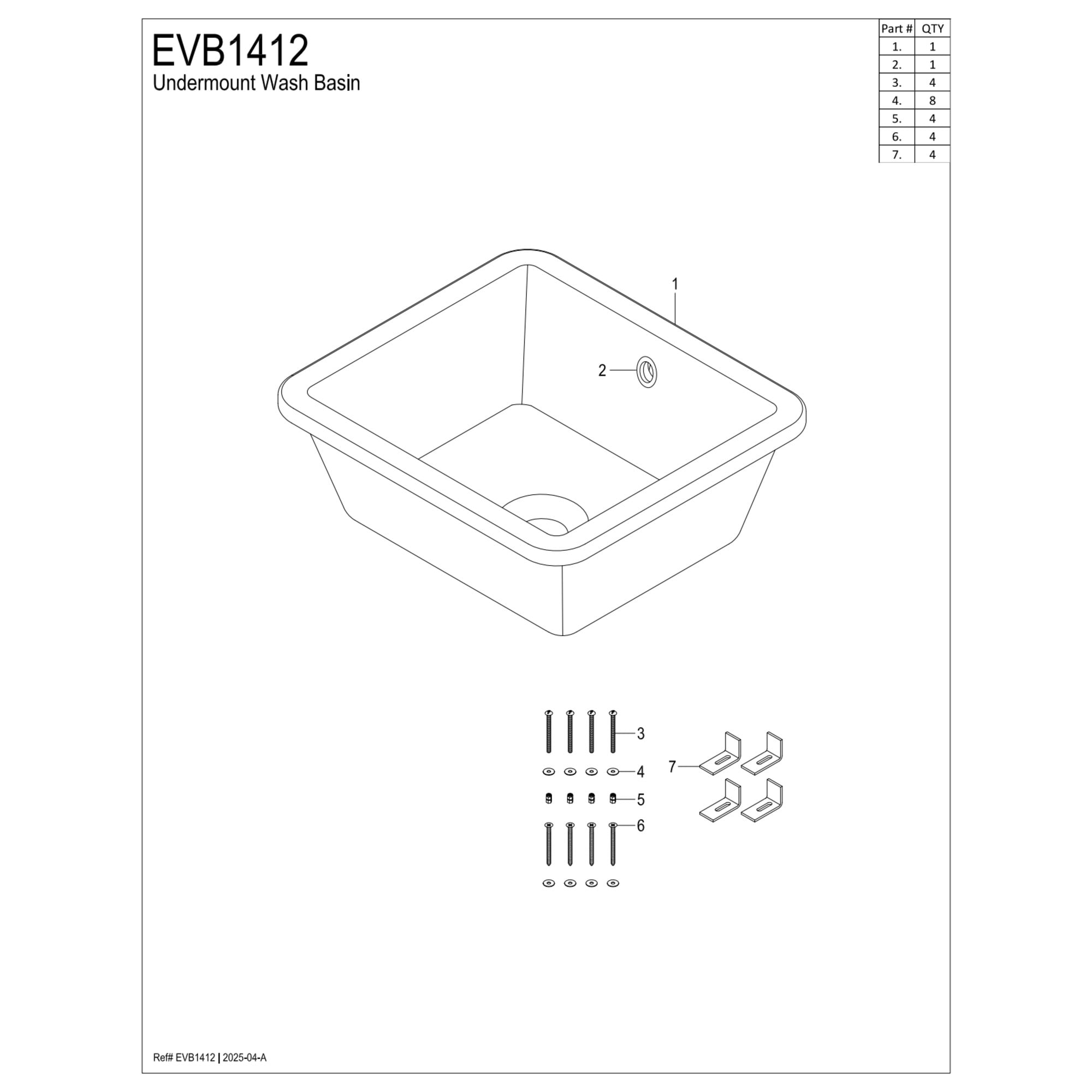 Kingston Brass EVB1412 Linna 14" Ceramic Square Undermount Bathroom Sink, White