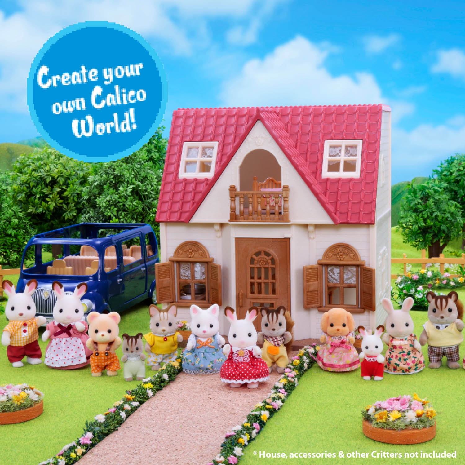 Calico Critters Sandy Cat Family, Set of 4 Collectible Doll Figures