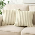 thumbnail image 5 of Double Sided Pillow Covers 18x18 Inches Plush Fuzzy Striped Decorative Throw Pillow Cases Soft Cozy Fluffy Cushion Covers for Living Room Bedroom Sofa Couch Vintage Boho Home Decor, 5 of 6