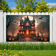 thumbnail image 3 of Haunted House Halloween Theme Spooky Decoration Jack-O-Lantern Design Bat Decoration Creepy Background for Halloween Party Kids Event Festive Decoration, 3 of 9