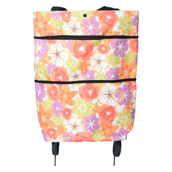 Shopping Cart with Wheels Clearance Trolley Folding Shopping Bag Zipper Folding Shopping Bags 2 In 1 Foldable Shopping Portable Cart with Wheels Lightweight Storage Bag for Shopping Fruits Veget