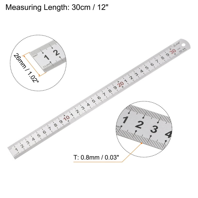 Metal Ruler Set - 6,8,12 inch Stainless Steel Double Side Straight Edge  Centimeter Inch Scale Metric Construction Rulers Kit Precision Measuring