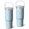 thumbnail image 2 of 1pc Daisy flower 30oz Tumbler with Straw & Handle - Insulated Stainless Steel Cup | Holiday Gift for Man Women (Christmas, Valentine's, Birthday), 2 of 7