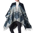 thumbnail image 1 of Las mujeres de punto mantón del poncho de imitación de la cachemira El modelo geométrico de la borla Tomshoo Aqua, 1 of 7