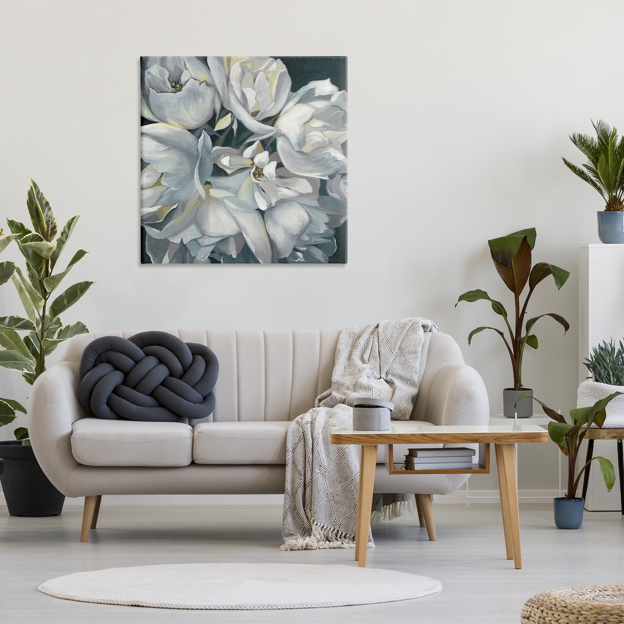 Stupell Industries Traditional Grey Blossom Botanical & Floral Painting Gallery Wrapped Canvas Art Print Wall Art, 36 x 36