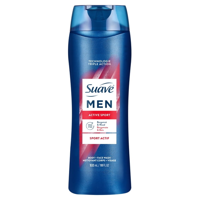 Suave Men Face & Body Wash, Energizing Sport, Body Cleanser for Moisturized Skin, With an All day Fresh Scent 532ml