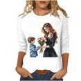 thumbnail image 2 of JTZGDY Mama Shirts for Women Cute 3/4 Length Sleeve Printed Crew Neck Basic Tunic Tees Blouses Trendy Oversized Comfy Holiday Gift T-Shirts Lightweight Pullover Tops White#01 XXL, 2 of 6