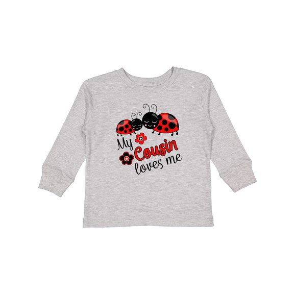 Inktastic My Cousin Loves Me with Cute Ladybugs Boys or Girls Long Sleeve Toddler T-Shirt
