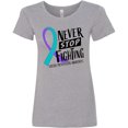 thumbnail image 3 of Inktastic Never Stop Fighting Suicide Prevention Awareness Ribbon Women's T-Shirt, 3 of 5