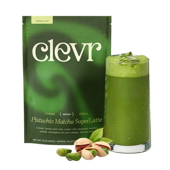Clevr Pistacho Matcha SuperLatte en polvo instantáneo orgánico