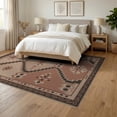thumbnail image 3 of ODIKA 6'x9' Black Gray Geometric Design Washable Area Rug Intricate Graphite Patterns with Blush Accents Easy Care, Non-Shedding, for Queen Size Bedroom Under Bed Master Suite, 3 of 7