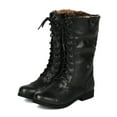 thumbnail image 5 of Bumper Freda-45L New Women Leatherette Checkered Fur Cuff Military Lace Up Boot, 5 of 6