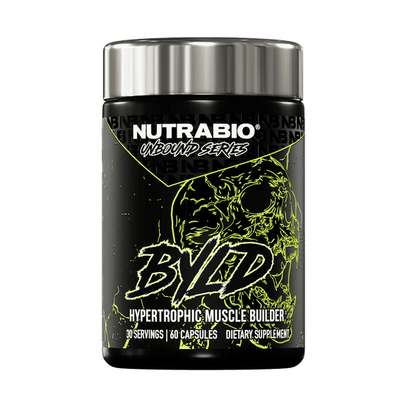 NutraBio Unbound BYLD - Natural Muscle Builder for Men, Support Muscle Growth, Recovery, and Strength - 30 Servings - 60 Capsules