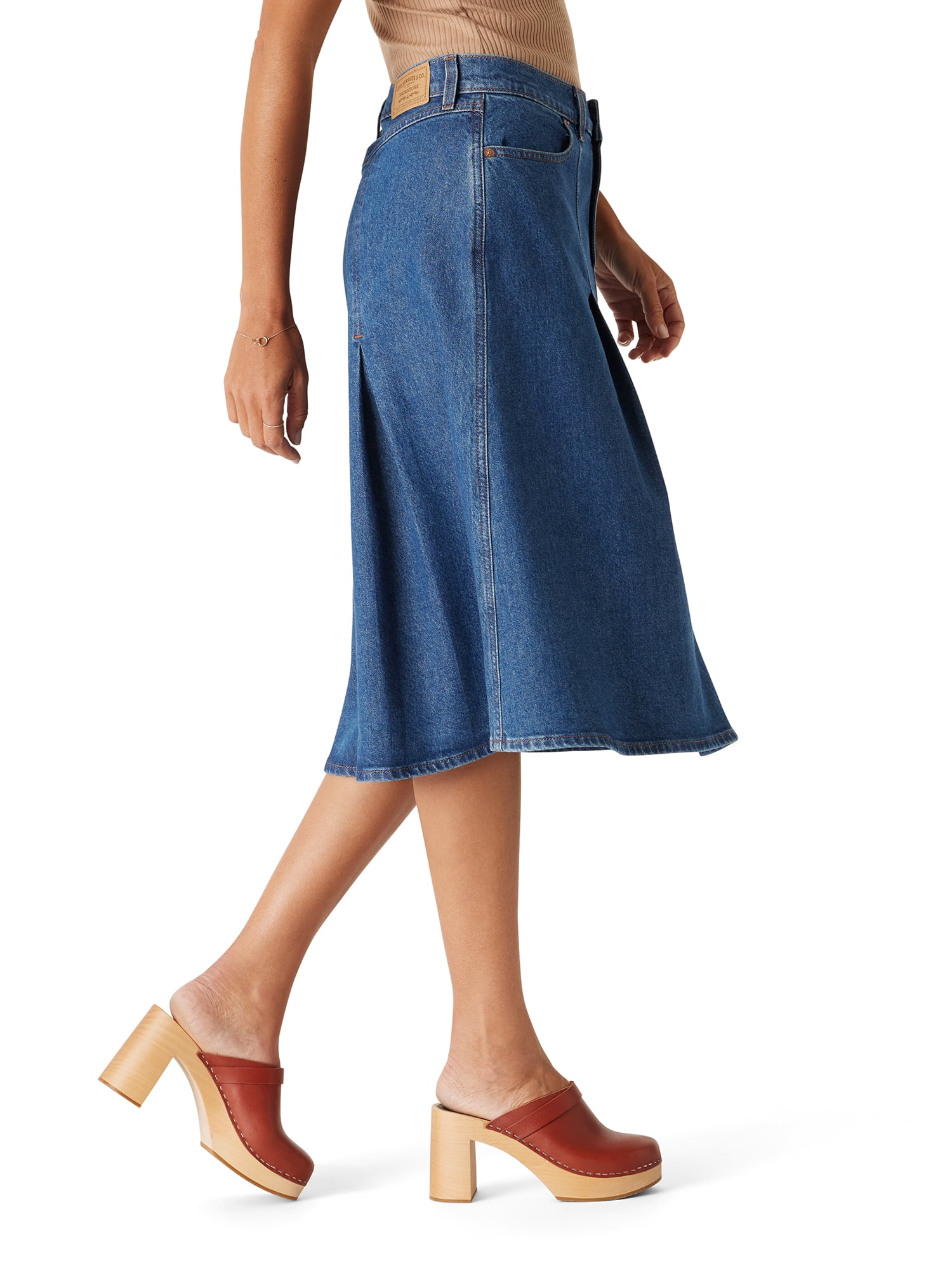 Levi Strauss Signature Women's and Women's Plus Vintage Pleated Skirt, Sizes 0-26