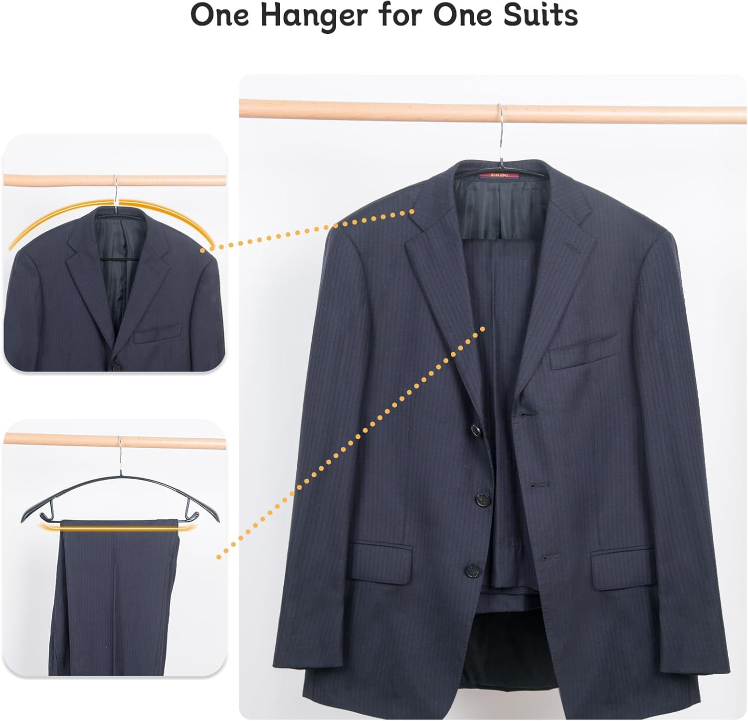 Non Slip PVC Coating Sweater and Dress Hangers, Wide Shoulder Bump Free Clothes Hangers, Black Color 20 Pack